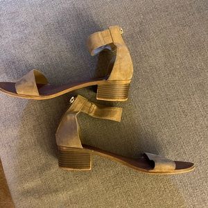 Rock & Candy Tan Block Heel Sandals